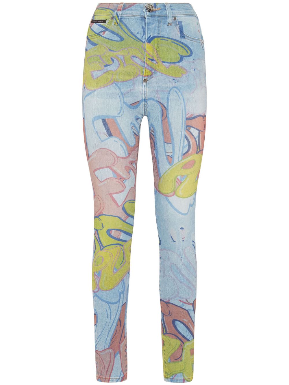 Philipp Plein Bombing Skinny-Jeans mit Graffiti-Print - Blau von Philipp Plein