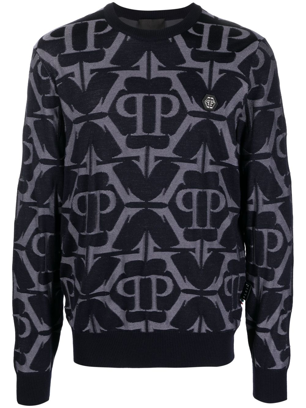 Philipp Plein Chrome Sweatshirt mit Intarsienmuster - Blau von Philipp Plein