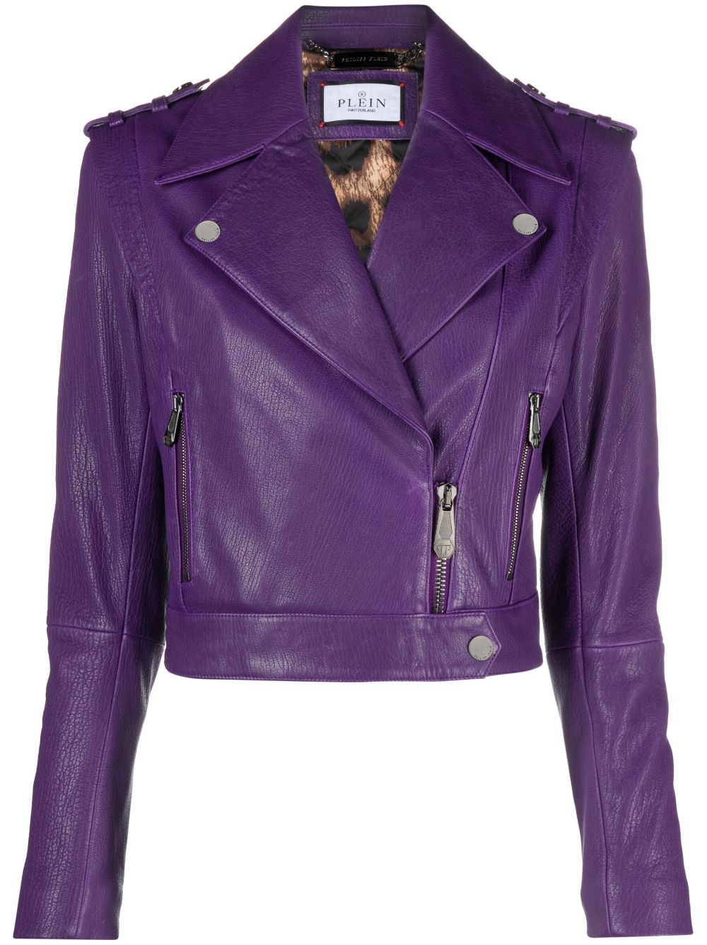 Philipp Plein Cropped-Bikerjacke - Violett von Philipp Plein