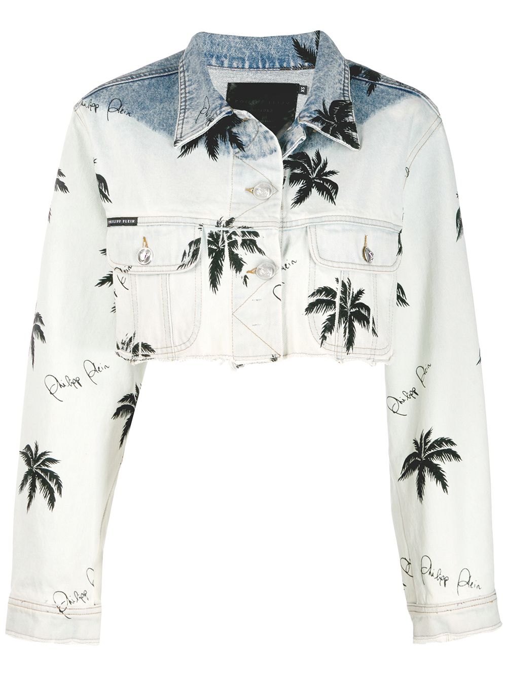 Philipp Plein Cropped-Jeansjacke mit Print - Blau von Philipp Plein