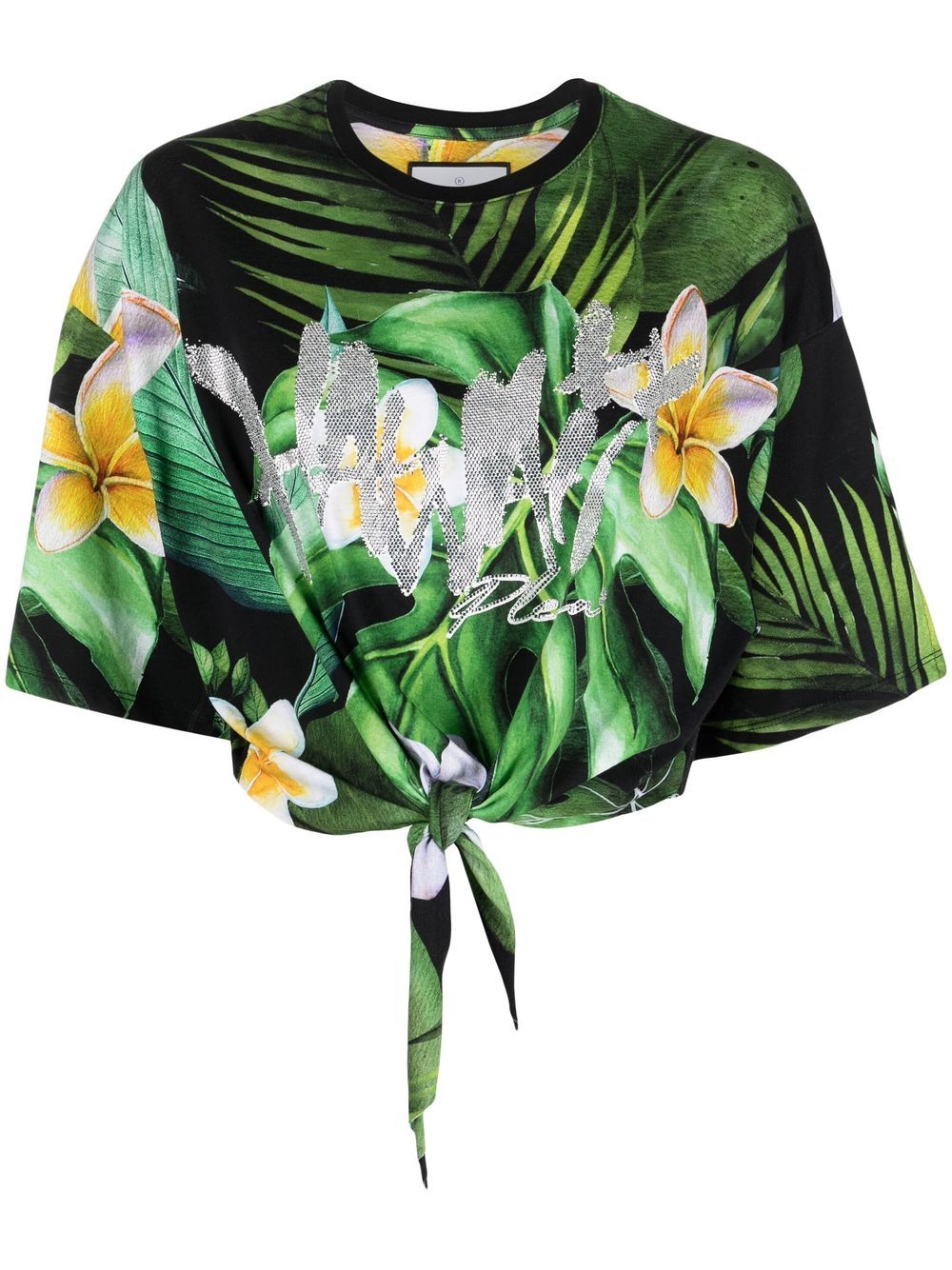 Philipp Plein Cropped-T-Shirt mit Blumen-Print - Grün von Philipp Plein