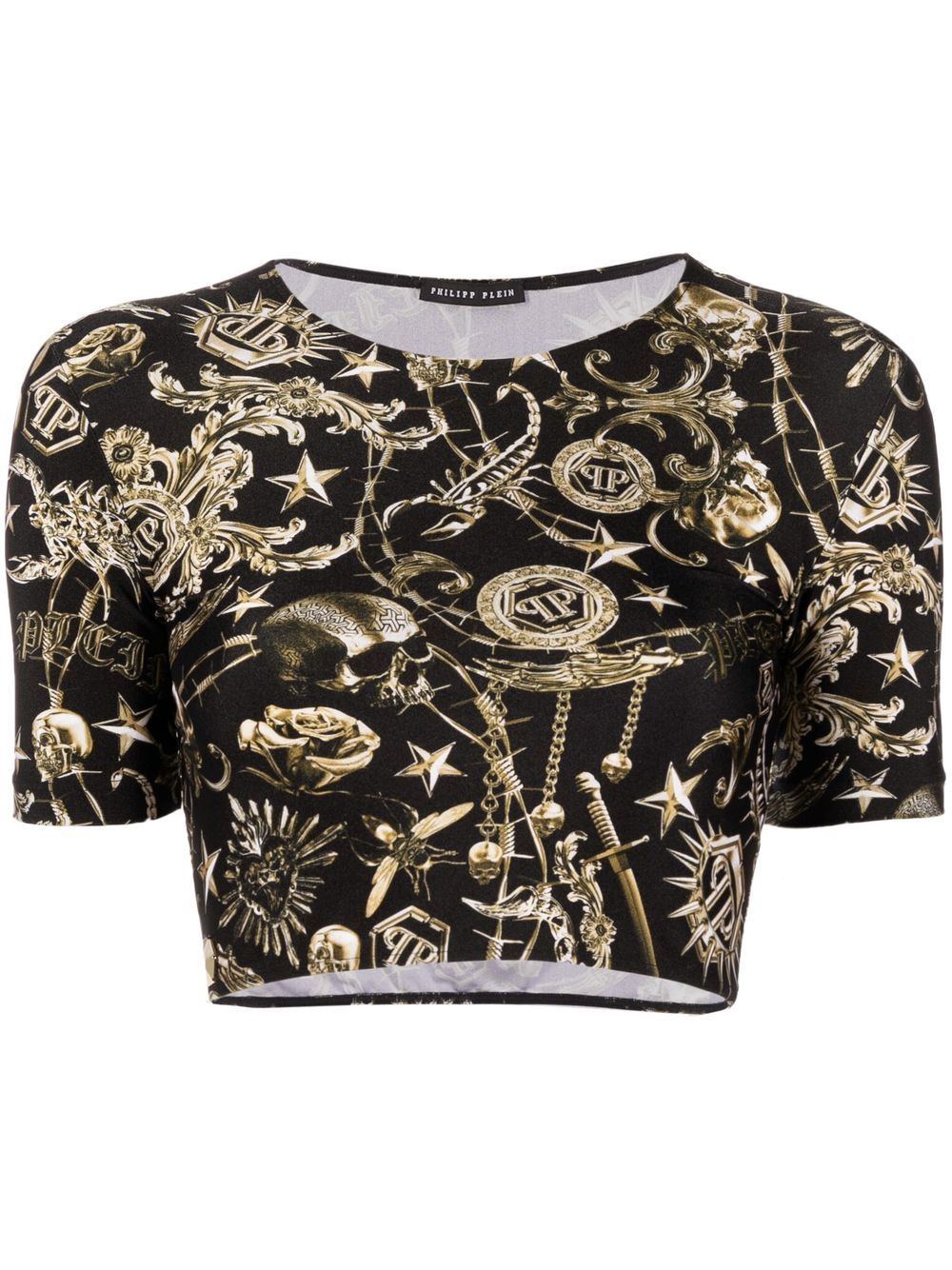 Philipp Plein Cropped-T-Shirt mit Print - Schwarz von Philipp Plein