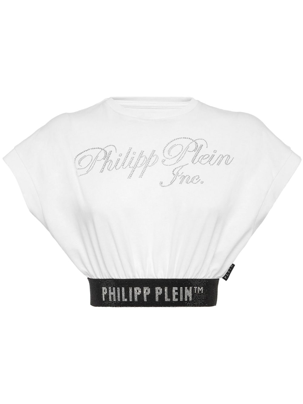 Philipp Plein Cropped-T-Shirt mit Strass-Logo - Weiß von Philipp Plein