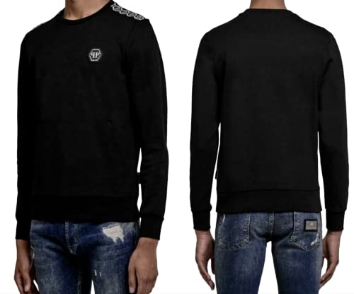 Philipp Plein Cult Logo Sweatshirt Pulli Sweater Jumper Striped Pullover with Pockets (as3, Alpha, m, Regular, Regular) von Philipp Plein