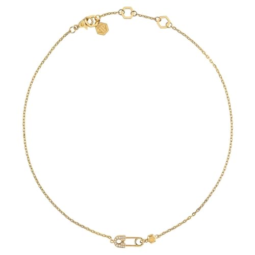 Philipp Plein Damen Kette Halskette Edelstahl IP Gold Plein Safety PIN PJKGA07NU von Philipp Plein