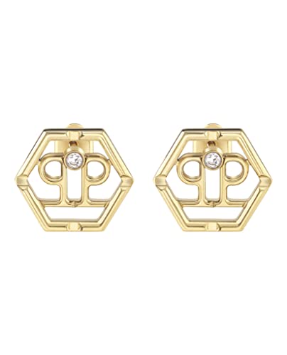 Philipp Plein Damen Ohrringe Ohrstecker Gold Edelstahl Hexagon, Größe: ca. 1,5 cm, PJ2AA06EU von Philipp Plein