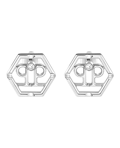 Philipp Plein Damen Ohrringe Ohrstecker Silber Edelstahl Hexagon, Größe: ca. 1,5 cm, PJ2AA02EU von Philipp Plein