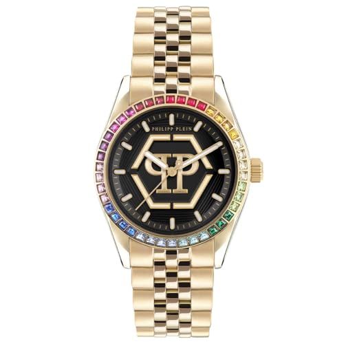 Philipp Plein Damen-Uhren Analog Quarz One Size, Gold, Mehrfarbig 32026021 von Philipp Plein