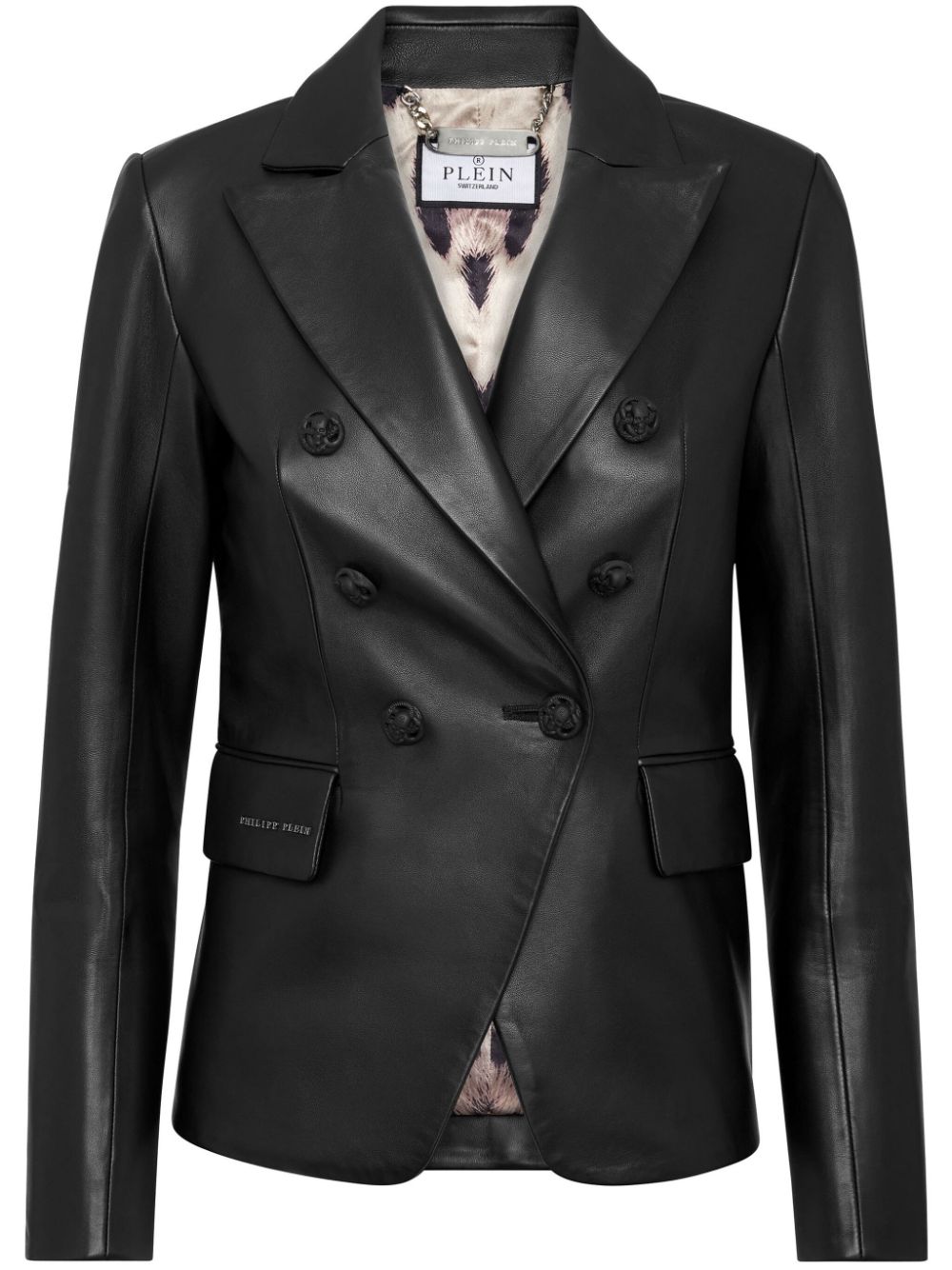 Philipp Plein Doppelreihiger Lederblazer - Schwarz von Philipp Plein