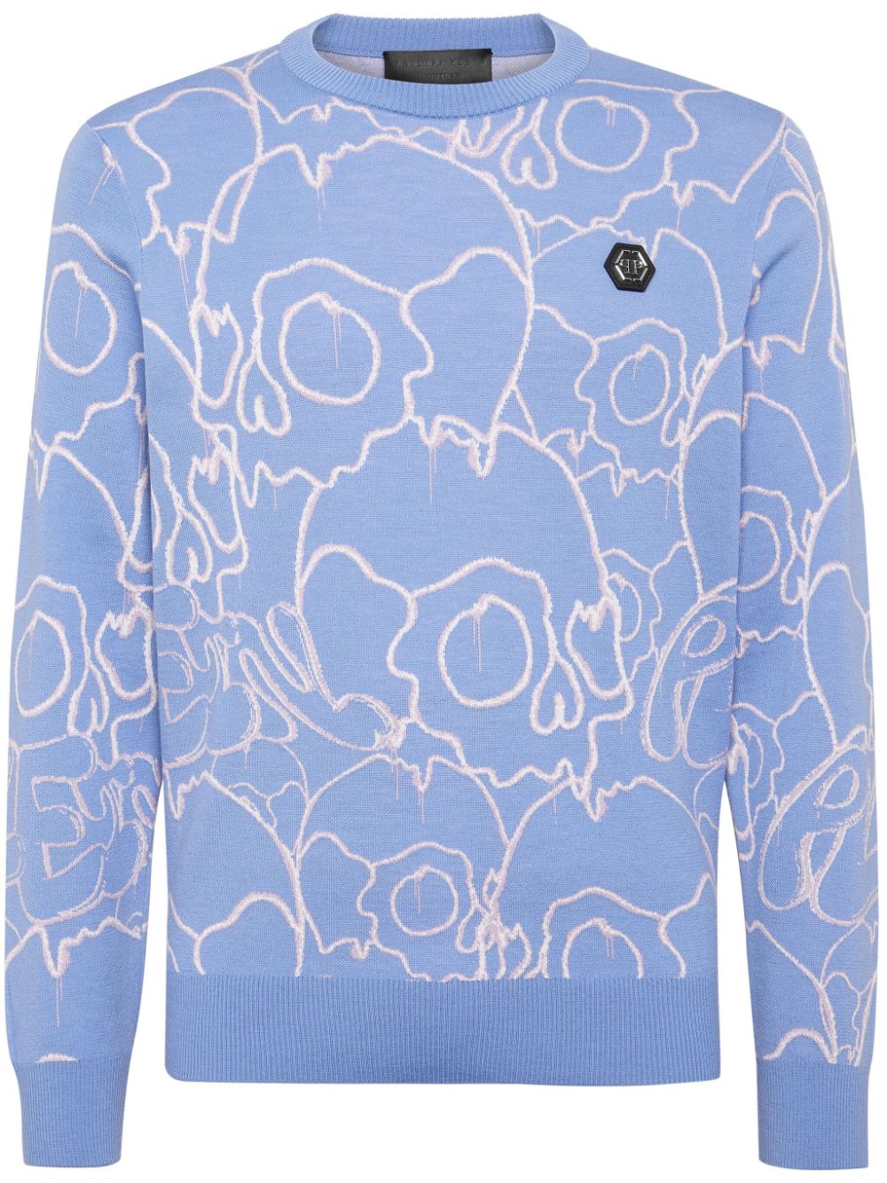 Philipp Plein Dripping Skull Jacquard-Pullover - Blau von Philipp Plein