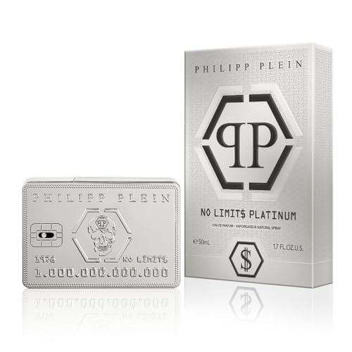 Philipp Plein – Eau de Parfum No Limits Platinum 50 ml – Herrenparfüm – aromatischer Fougère-Duft – aromatische Noten – platinfarben lackierter Glasflakon in Form einer Kreditkarte von Philipp Plein