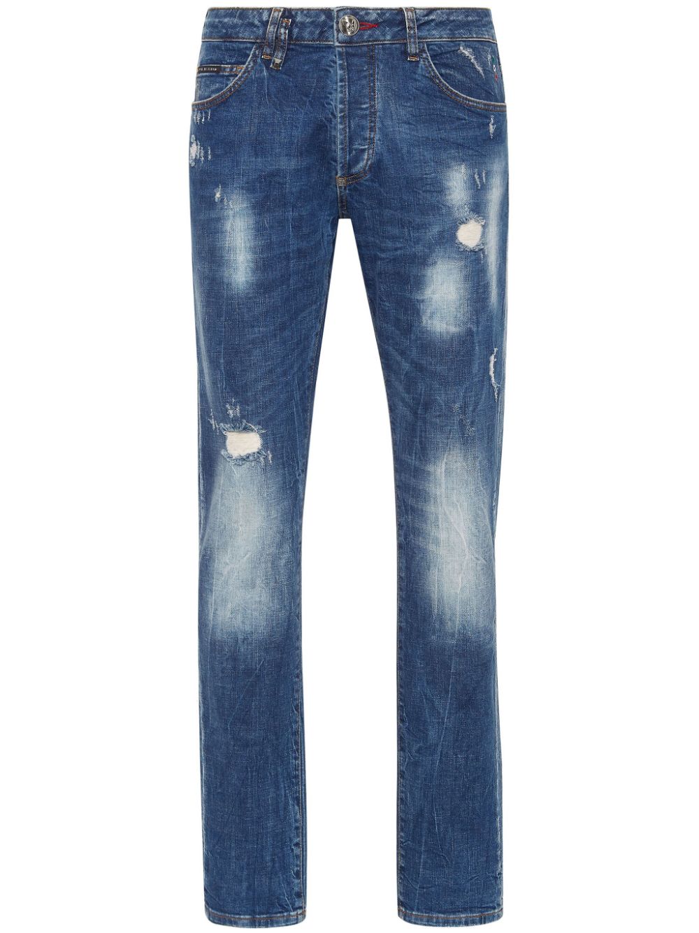 Philipp Plein Halbhohe Lion Circus Slim-Fit-Jeans - Blau von Philipp Plein