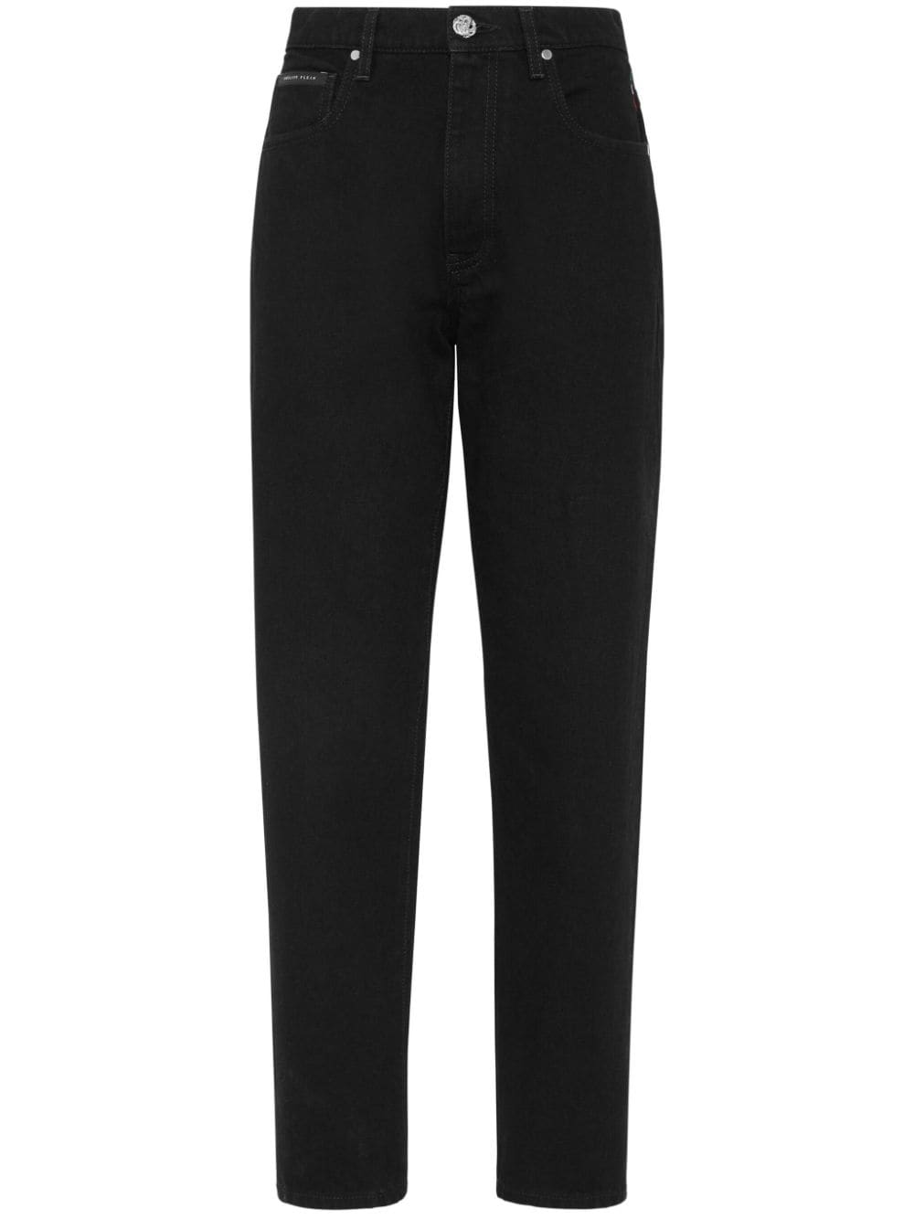 Philipp Plein Halbhohe Straight-Leg-Jeans - Schwarz von Philipp Plein