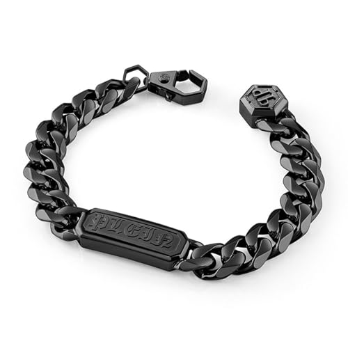 Philipp Plein Herren Armband Armkette Edelstahl IP Black Gothic Tag PJTEA08BL von Philipp Plein