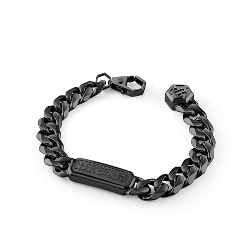 Philipp Plein Herren Armband Armkette Edelstahl IP Black Gothic Tag PJTEA08BS von Philipp Plein