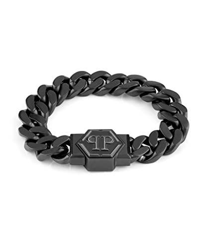 Philipp Plein Herren Armband Edelstahl Schwarz Hexagon, Länge: ca. 23 cm, PJ7AA01BL von Philipp Plein