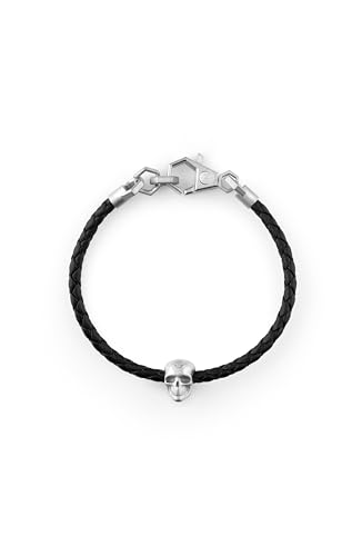 Philipp Plein Herren Armband Leder Edelstahl Silber Linked PJYEA13BU von Philipp Plein