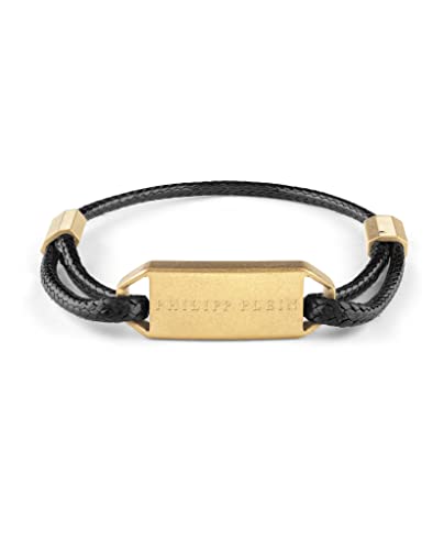 Philipp Plein Herren Armband Textil Edelstahl IP Gold Plein Tag PJ0AA06BU von Philipp Plein