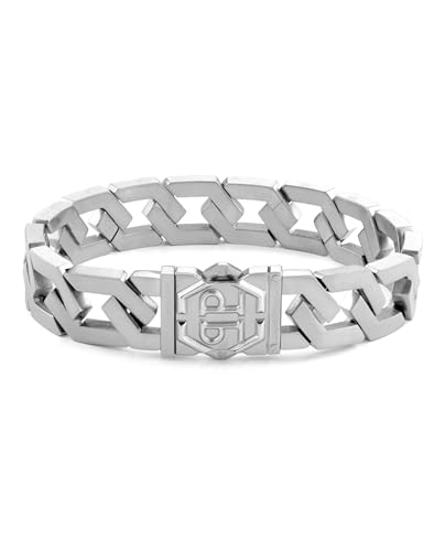 Philipp Plein Herren Armkette Edelstahl Silber Hexagon Tactical Buckle PJVEA02BL von Philipp Plein
