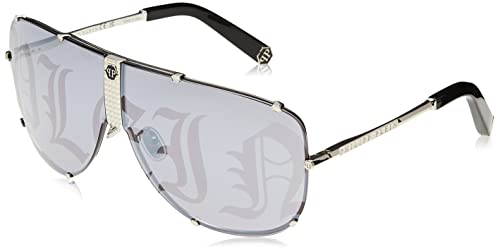 Philipp Plein Herren SPP075M Sonnenbrille, TOTAL Shiny Palladium von Philipp Plein