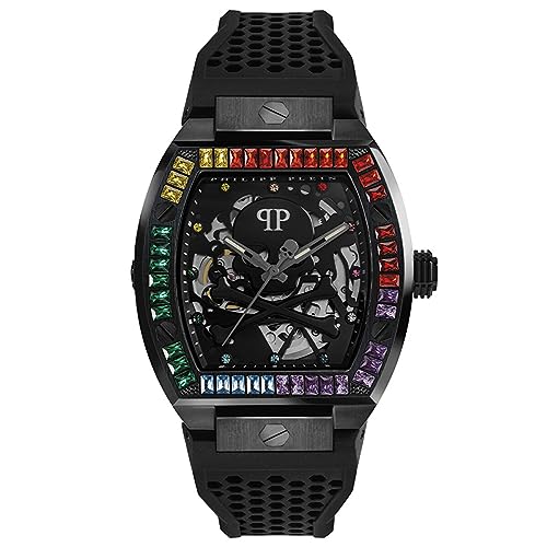 Philipp Plein Herren Uhr Automatik $KELETON schwarz Kristalle PWBAA0621 Silikon von Philipp Plein