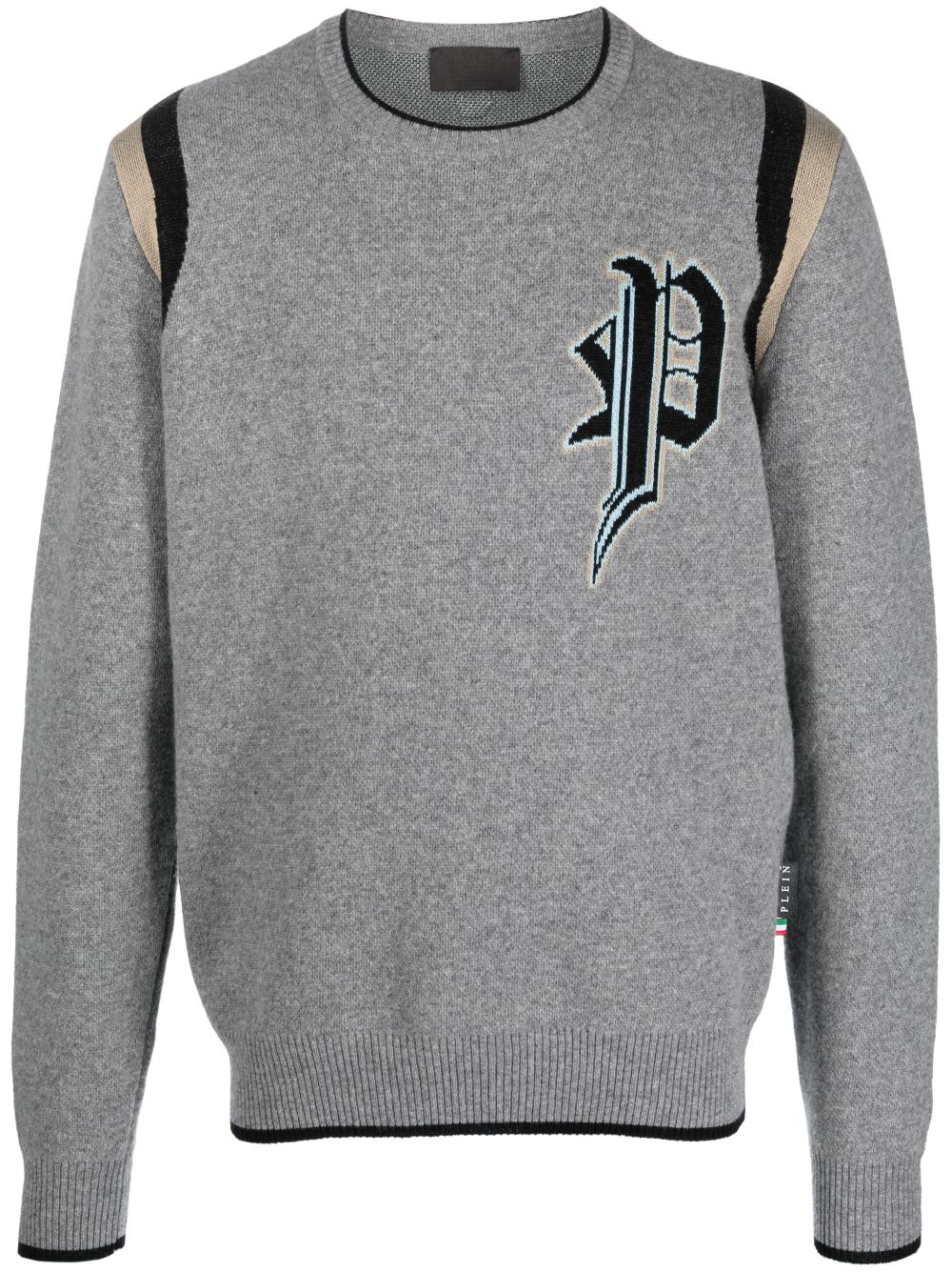 Philipp Plein Intarsien-Pullover mit Logo - Grau von Philipp Plein