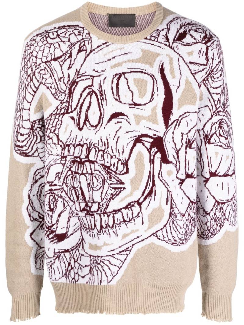 Philipp Plein Intarsien-Sweatshirt mit Totenkopf - Nude von Philipp Plein