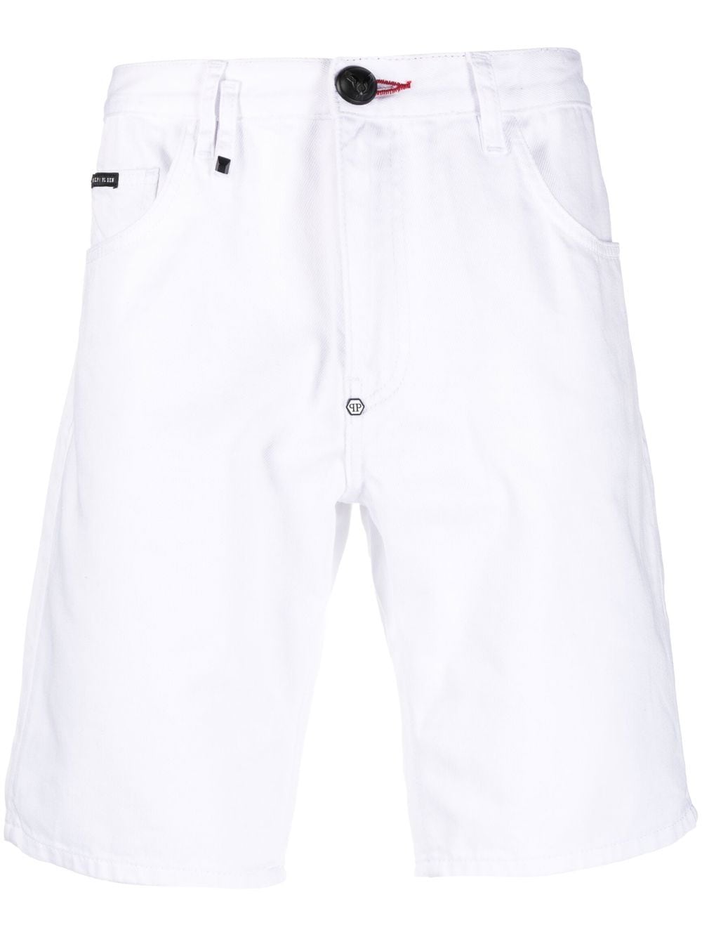 Philipp Plein Jeans-Shorts mit Hexagon-Detail - Weiß von Philipp Plein