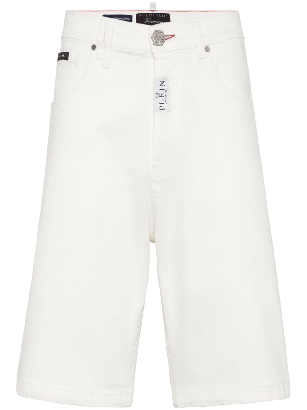 Philipp Plein Jeans-Shorts mit Logo-Schild - Weiß von Philipp Plein