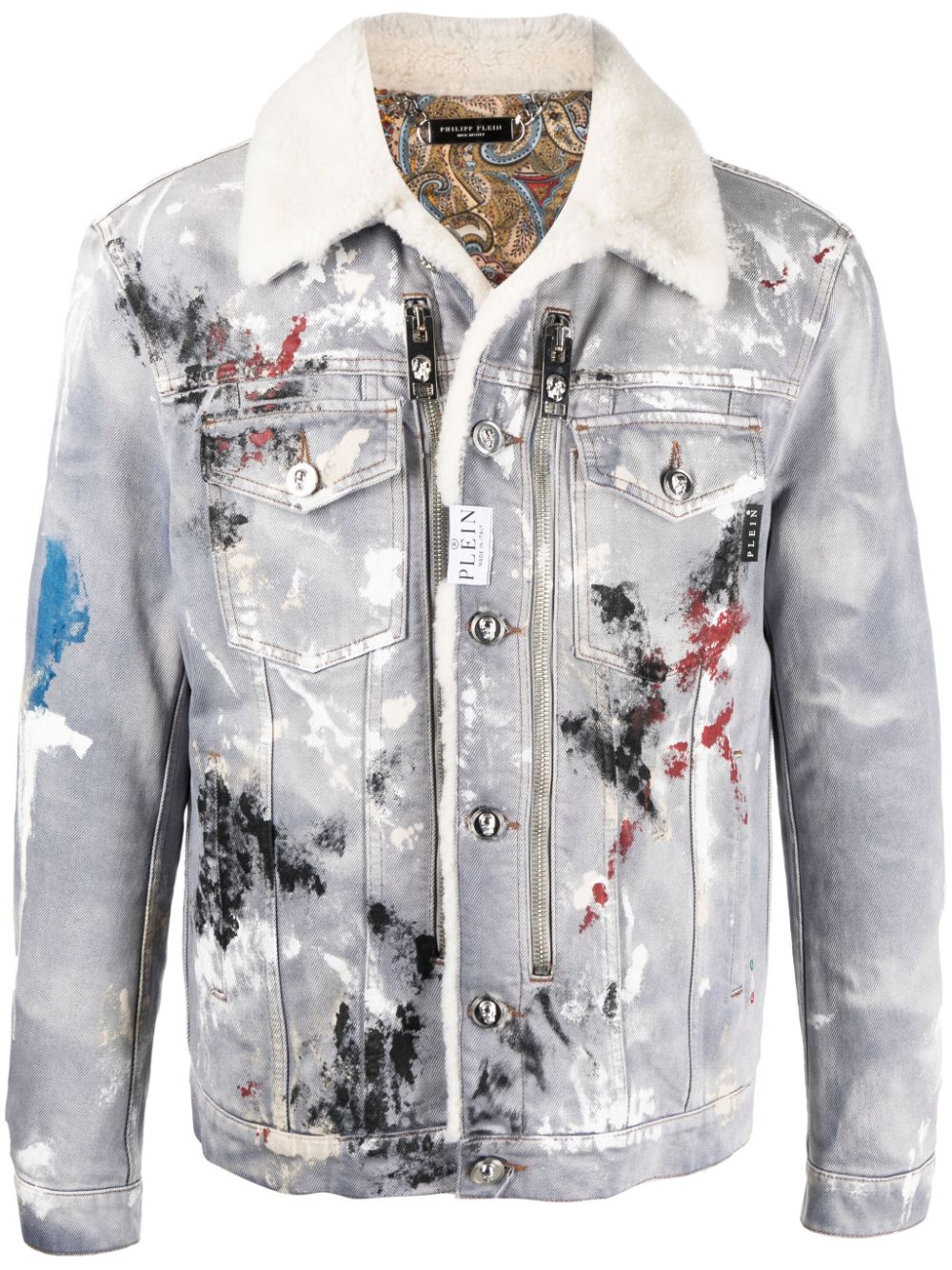 Philipp Plein Jeansjacke mit Sherpa-Futter - Blau von Philipp Plein