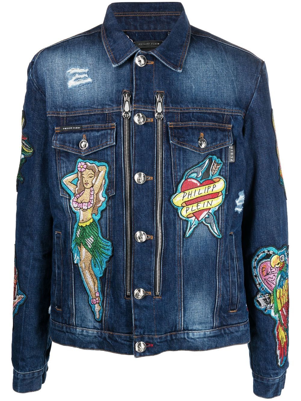 Philipp Plein Jeansjacke mit grafischem Print - Blau von Philipp Plein