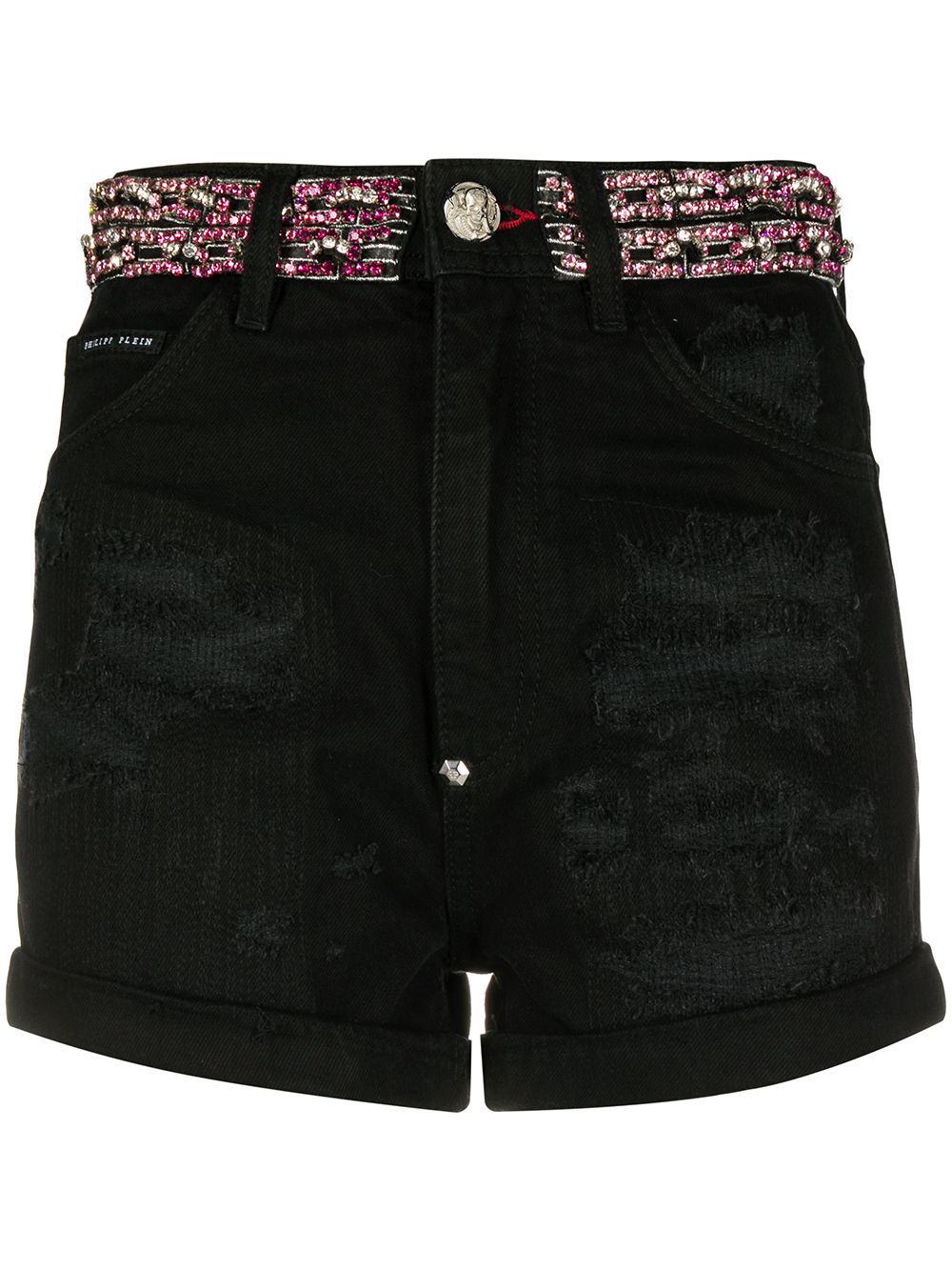 Philipp Plein Jeansshorts mit Kristallen - Schwarz von Philipp Plein