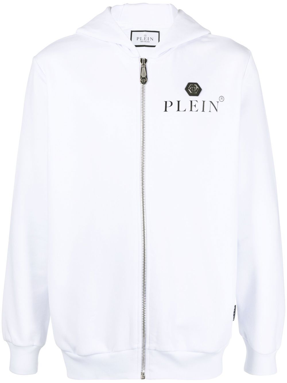 Philipp Plein Kapuzenjacke mit Logo-Schild - Weiß von Philipp Plein