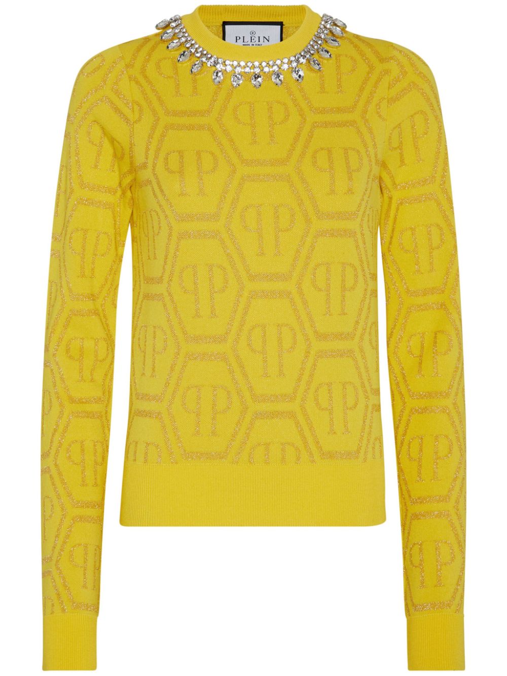 Philipp Plein Kristallverzierter Pullover mit Monogramm - Gelb von Philipp Plein