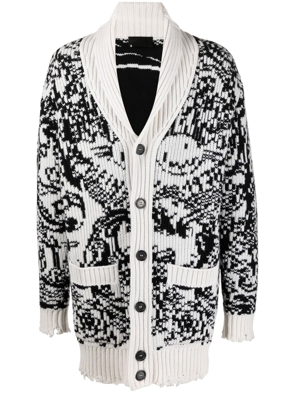 Philipp Plein Langer Cardigan mit Intarsienmuster - Weiß von Philipp Plein