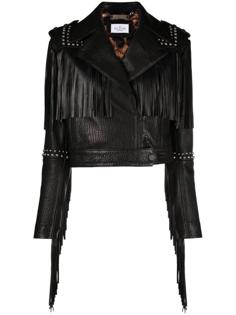 Philipp Plein Lederjacke mit Fransen - Schwarz von Philipp Plein