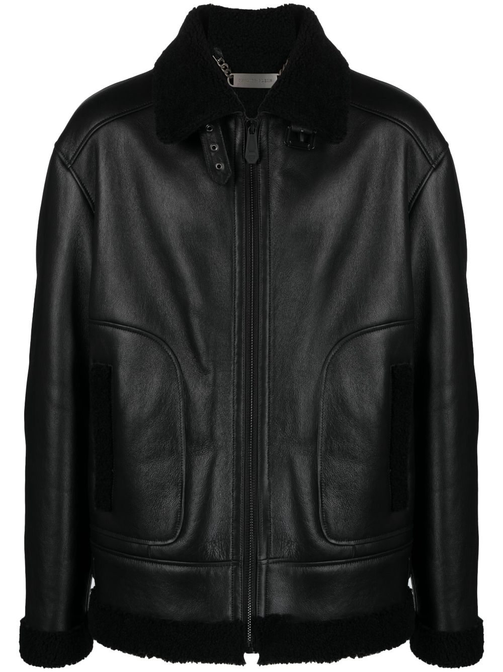 Philipp Plein Lederjacke mit Totenkopf-Print - Schwarz von Philipp Plein