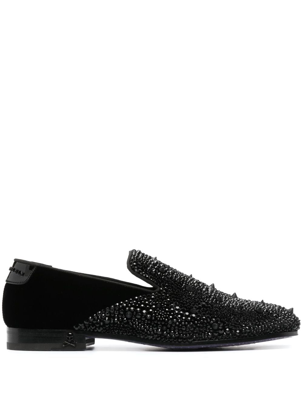 Philipp Plein Loafer in Samtoptik mit Strass - Schwarz von Philipp Plein