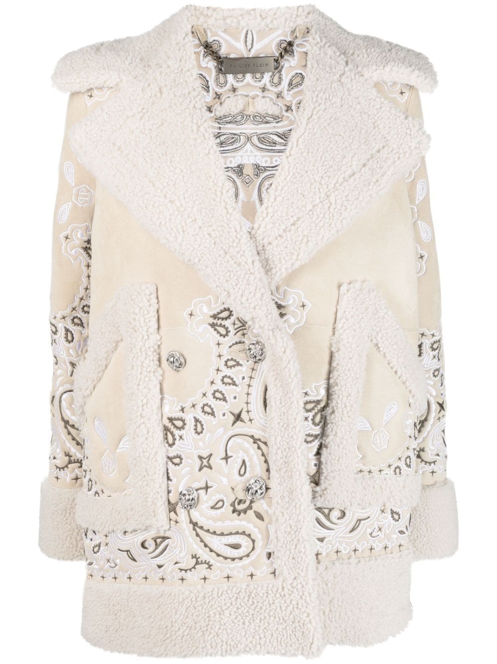 Philipp Plein Mantel aus Shearling mit Stickerei - Nude von Philipp Plein