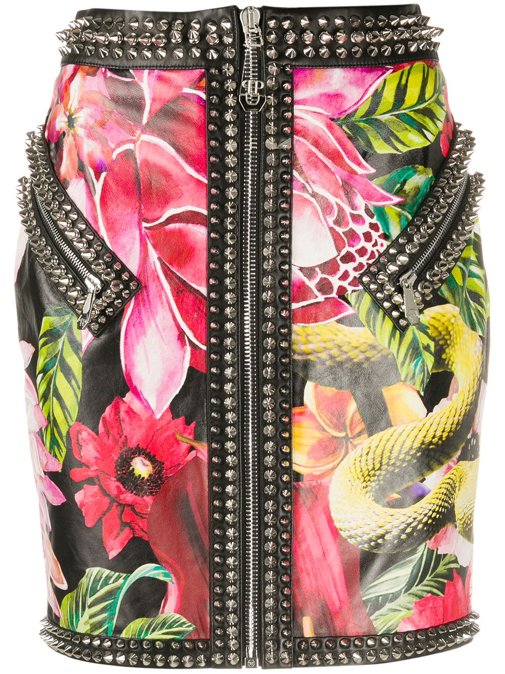 Philipp Plein Minirock mit Blumen-Print - Schwarz von Philipp Plein