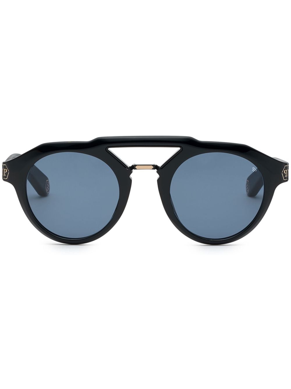 Philipp Plein Plein Brave Sonnenbrille mit rundem Gestell - Schwarz von Philipp Plein