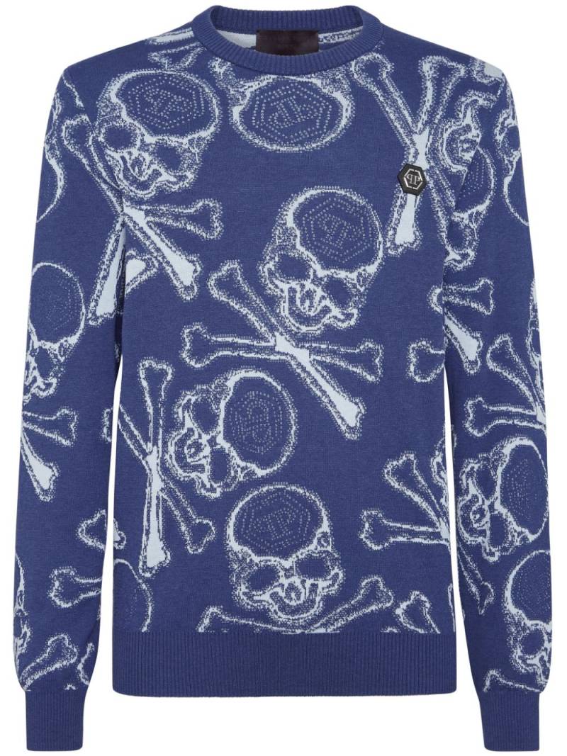 Philipp Plein Pullover mit Totenkopf - Blau von Philipp Plein