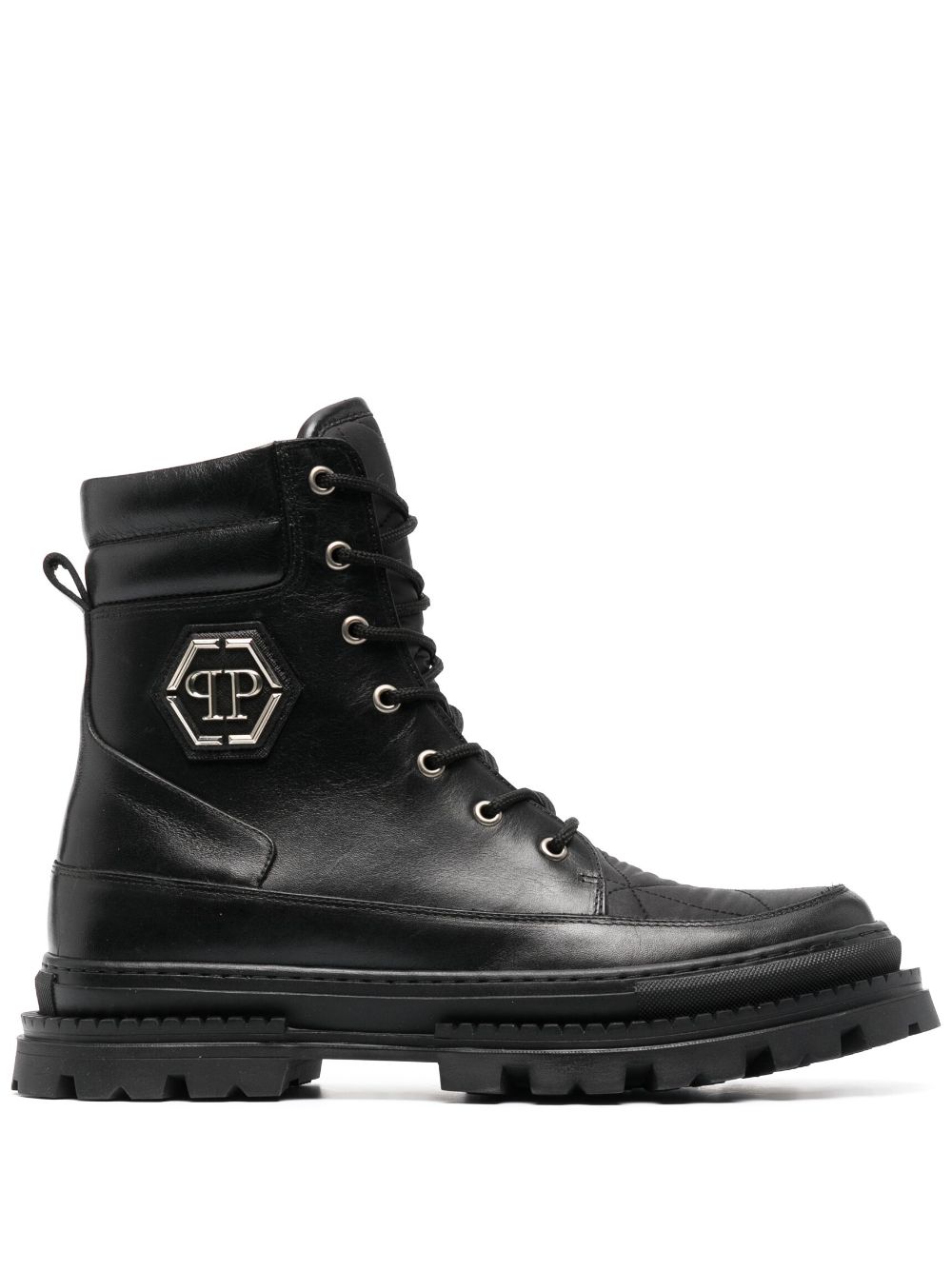 Philipp Plein Schnürstiefel mit Logo-Schild - Schwarz von Philipp Plein