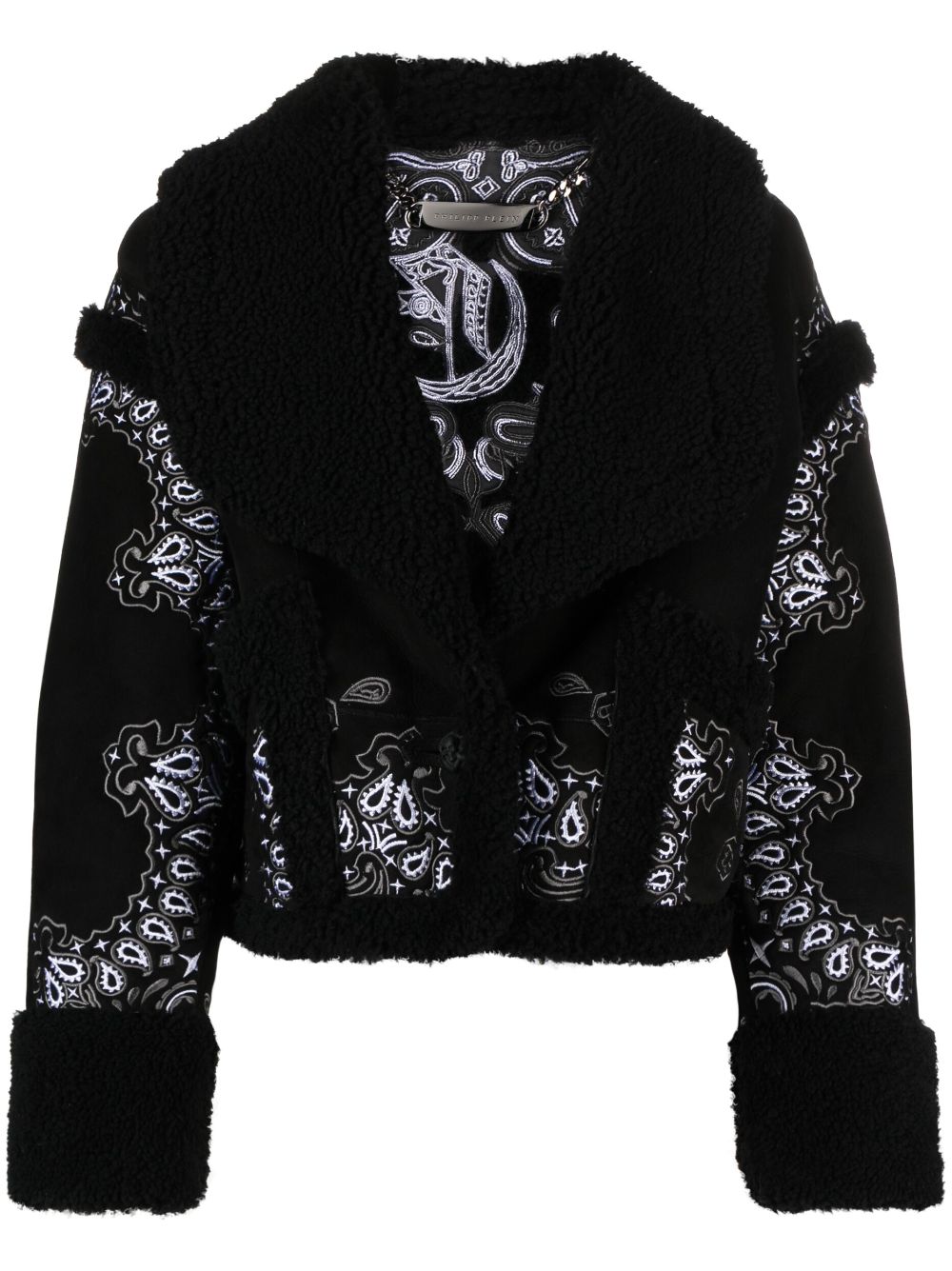 Philipp Plein Shearling-Jacke mit Paisleymuster - Schwarz von Philipp Plein