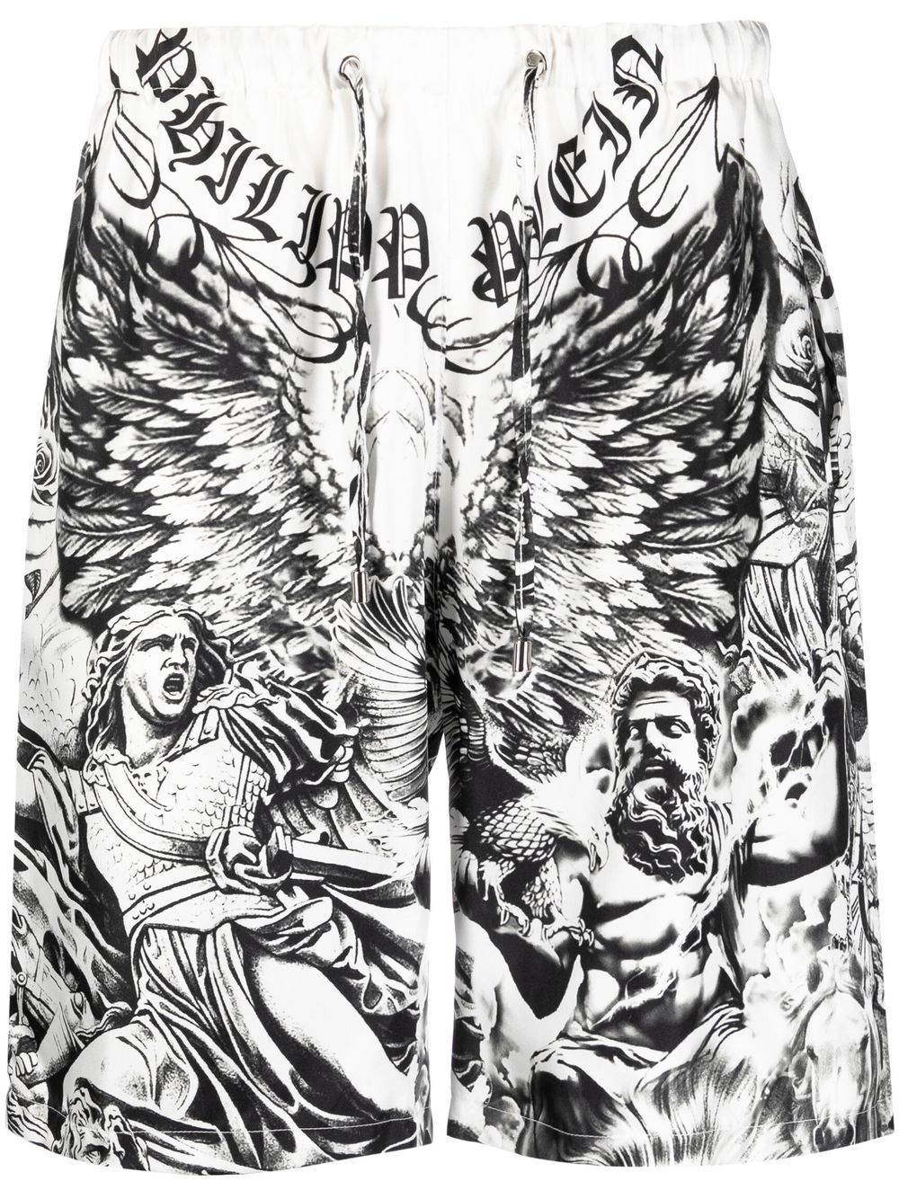 Philipp Plein Shorts aus Seide mit Tattoo-Print - Weiß von Philipp Plein