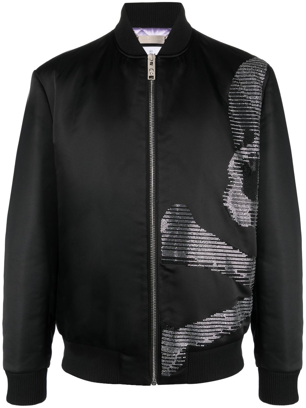 Philipp Plein Skull and Bones Bomberjacke in Satinoptik - Schwarz von Philipp Plein