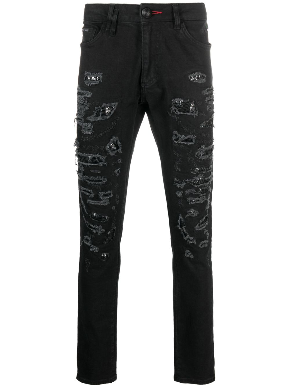 Philipp Plein Slim-Fit-Jeans im Distressed-Look - Schwarz von Philipp Plein