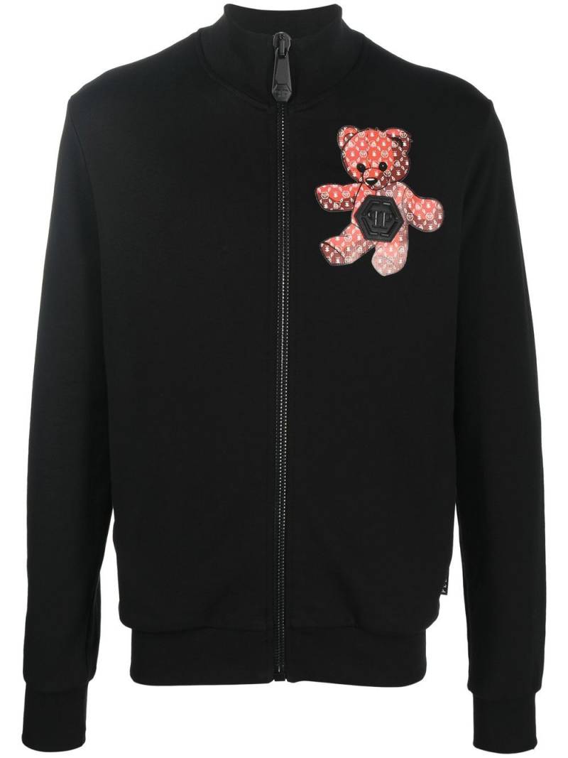 Philipp Plein Sweatshirtjacke mit Teddy - Schwarz von Philipp Plein