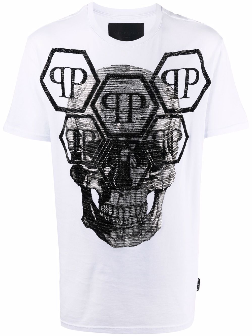 Philipp Plein T-Shirt mit Kristall-Totenkopf - Weiß von Philipp Plein