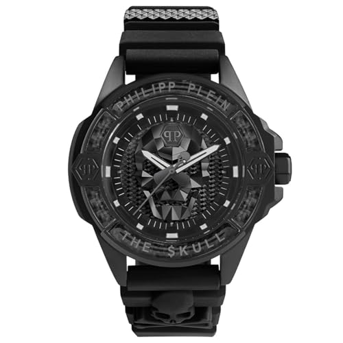 Philipp Plein The $Kull Herren Armbanduhr Analog Quarz Kohlefaser, Schwarz/Schwarz - Pwaaa2022, Armband von Philipp Plein